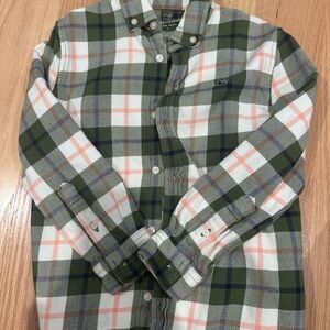 Vineyard Vines Green and Orange Plaid Boys Button Down Shirt